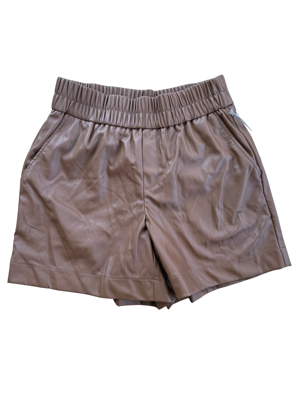 Women's Faux Leather Elastic Waist Shorts - XS